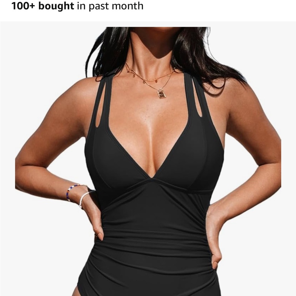 BRAND NEW Cupshe Black Women Swim One Piece